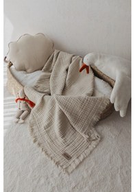 Resim Zeypba % 100 Pamuk 4 Katlı Müslin Örtü Bebek & Çocuk İçin 110x110 CM Bej 