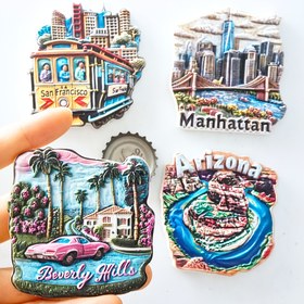 Resim 1 adet, Amerikan Şehir Manzaralı Buzdolabı Mıknatısları - San Francisco, Manhattan, Arizona & Beverly Hills Manzaralı Buzdolabı Dekoru, Renkli Melamin Sekizgen Mıknatıslar Mutfak & Yemek Odası İçin, Canlı Ev Dekorasyonu, Seyahat Temalı Dekor | Kentsel Tarz Mıknatıslar | Renkli Mıknatıslar, Buzdolabı Mıknatısları 