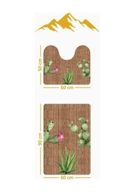 Resim Modern Desenli Dijital Baskı 3 Lü Banyo Paspas Takımı Yıkanabilir Kaymaz Tabanlı Klozet Takımı Klz0020 Renkli 