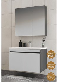Resim Teta Home Tokyo 80 Cm Mdf Banyo Dolabı Seti Antrasit - Beyaz 