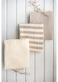 Resim Müslin Örtü & Battaniye 3'lü Set %100 Pamuk Oeko-teks Sertifikalı 80x70 Cm Bej 