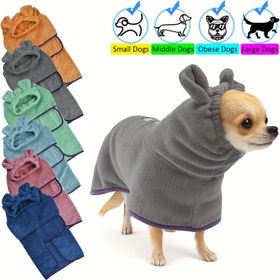 Resim Yumuşak Köpek Bornozu - Süper Emici & Hızlı Kuruyan Kapüşonlu Banyo ve Pijama Kıyafeti, Banyodan Sonra Rahatlatıcı 