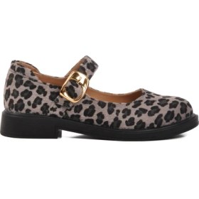 Resim Ayakmod Gri Leopar Desenli Kemerli Kadın Babet 572407 Z 