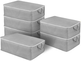 Resim Yatak Baza Altı Düzenleyici Hurç Tela Sağlam Fermuar Yapısı Gri (12li Paket) (64x45x22) 