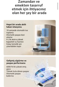 Resim Xiaomi Yeni Robot Vacuum Çöp İstasyonlu Kendini Temizleyen Akıllı Robot Süpürge - 6000Pa Yüksek Emiş 