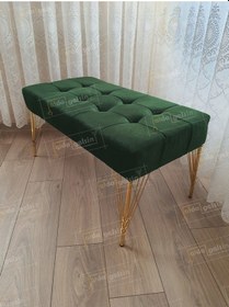 Resim Modern Dilim Puf Ayakucu Puf Gold Metal Ayak 100 45 Yeşil 
