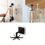 Resim 360° Dönen Pot Rack 1 Adet - Matkap Gerektirmez, Duvara Monte, Genişletilebilir Siyah Plastik Mutfak Araç Tutucu, Yuvarlak Tavan Depolama Rafı ile Kaşık, Kaşık, et için Uygun 
