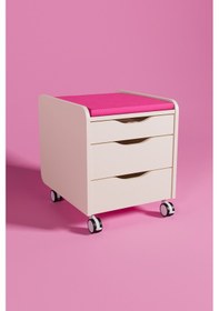 Resim Creo Mobili Çekmeceli Tekerlekli Sirius Keson, Oturulabilir Ofis Ve Ev Komodini, Ekru/fuşya 