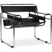 Resim Wassily Chair Siyah Deri Koltuk 