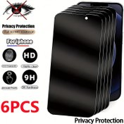 Resim 6 adet Temperli Cam Tam Kaplama Gizlilik Koruma Ekran Koruyucu, for iPhone 11 12 13 14 15 16 Pro Max Plus için 