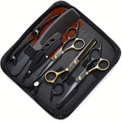 Resim Bir Set 1 Saç Kesme Aracı, 9 Adet 6.0 İnç Saç Makası Aracı Kiti, Ev Saç Salonları ve Güzellik Salonları İçin Profesyonel Saç Kesme Araçları Uygun. 