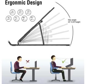 Resim Alifa Toptan 7 Kademeli Ayarlı Katlanabilir Laptop Tablet Standı Siyah 