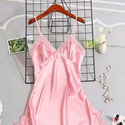 Resim Kadınlar için Seksi Fransız Gecelik - V Yaka Uzun/Kısa Boy Seçenekleri (Yerden Diz Altına Kadar / Pembe Fiyonk Etek) - Volanlı Kenarla Hafif Pembe Pişirme Elbisesi - Elde Yıkanabilir Tüm Mevsim İç Çamaşırı - Zarif Bayanlar Üniforması - Katı Renk Şeffaf Lüks Kumaş - V Yakalık veya Kolsuz Alternatifler - Kaygan Dokulu & Fi, Kadınlar İçin Sevimli Gece Kıyafeti,Kadınlar için dantelli ve kadınca pijama takımı,Kadınlar İçin Uzun Gecelikler 