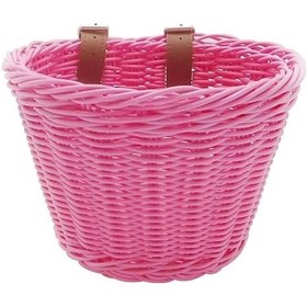 Resim Büyük Boy Pembe Pp Tezgahı Sepeti - Çocuk Bisikleti, Kaykay, Yürüme Arabası İçin, 23x19x18cm, 2 Kayışlı Taşıma Sepeti Pembe Pembe 