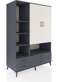 Resim Kronos Dolap 8 Raflı 4 Çekmeceli 2 Kapaklı 132x59x195 Antrasi... Antrasit 