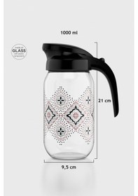 Resim Renga Beluga Desenli 1000 Ml Siyah Kapaklı Cam Sürahi 112027 