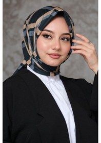 Resim Afvente Geometrik Desen Pamuk Eşarp Mavi 