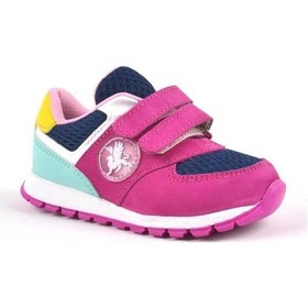 Resim Hakiki Deri Fuşya Cırtlı Kız Bebek Spor Ayakkabı Pembe 