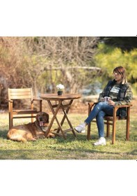 Resim Manavgat Ahşap Bahçe Balkon Seti: 90Lık Masa + 2 Sandalye (548701068) 