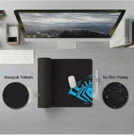 Resim Aula Mp-xl 90x40cm Kaymaz Tabanlı Gaming Oyuncu Mousepad Siyah 