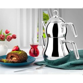 Resim Lines Şahmeran Aile Boy Metal Kulp Çelik Çaydanlık Çelik 