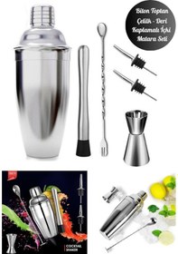 Resim Kokteyl Hazırlama Shaker Seti 6 Parça Çelik Shaker Barmen Seti 