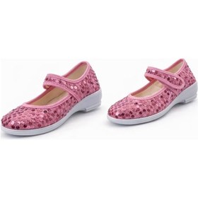 Resim Papucumun Dünyası Parlak Topuklu Kız Çocuk Babet Pembe 
