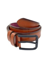 Resim Süzer Deri 4 Cm.lik Spor Suni Deri Çift Dikişli Model Erkek Kemer Kahverengi Taba 