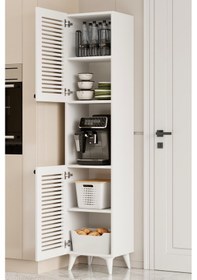 Resim Sümer Çok Amaçlı Dolap - Kahve Köşesi - Kiler Dolabı - Banyo Dolabı - Ayakkabılık - Mutfak Dolabı Beyaz 
