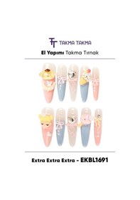 Resim Ekbl1691 Extra 10'lu Tekrar Kullanılabilir El Yapımı Protez Takma Tırnak Xs 