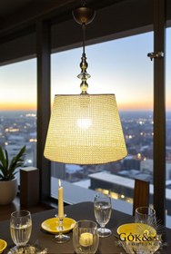 Resim Göksu Lighting Rattan Eda Model Cam Taşlı Modern & Dekoratif Salon, Yemek Odası, Mutfak 