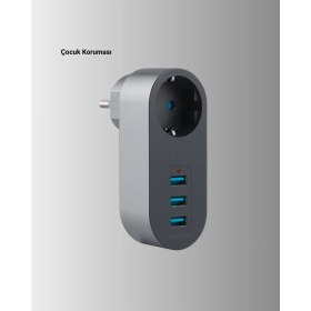 Resim Astraltech Termal Akım Korumalı 3 USB'li Güvenli Priz - Akıllı Akım Dengeleme 
