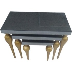 Resim Zigon Sehpa Tombul Torna Model Parlak Gold Kayın Ayak Ayna Kaplı 