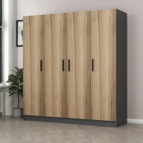 Resim Minar Kale 4 Kapaklı 2 Çekmeceli Dolap Antrasit Dore 210 cm 