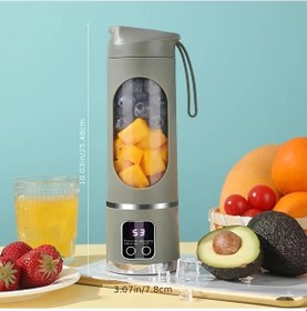 Resim Oldfriend Yeşil Usb Taşınabilir Blender Meyve Sebze Smoothie Dijital Ekran 