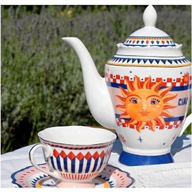 Resim Baci Milano Dolce Vita Güneş Desenli Çaydanlık 13 Cm Beyaz 