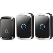 Resim Xuweiwei Siyah Simli Kablosuz Kapı Zili 1000 Feet Menzil 2 Alıcı 1 Düğme 60 Ses Seviyesi Led Ev Ofis 