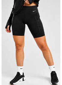 Resim Nike Go Women's High Rise 8" Biker Black Shorts With Pockets Kadın Lazer Kesim Yükske Bel 6 Cepli Tayt Şort Siyah 