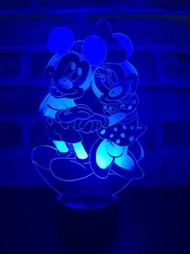 Resim Mickey ve Minnie Mouse Figürlü Dekoratif Hediye Led Masa Lambası | BYLAMP 