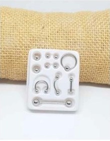 Resim 11 Parça Piercing Cerrahi Çelik Ve Piercing Topu Seti Piirsing Çok Renkli 