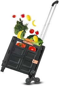 Resim Katlanabilir Merdiven Çıkabilen Market Taşıma Arabası 40 kg (Siyah) 