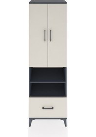 Resim Hyperion Dolap 5 Raflı Tek Çekmeceli 2 Kapaklı 60x44x195 Antrasit-aytaşı Antrasit 