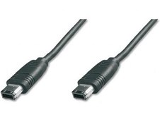 Resim AK-420101-030-S Firewire 400 (IEEE 1394) Kablo, 6 pin erkek / 6 pin erkek, 3 metre, AWG:22/28, IEEE 1394-2008, UL, siyah renk 