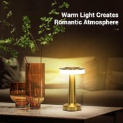 Resim Golden LED Gece Lambası, Dokunmatik Sensör ve 3 Renkli Karartma ile - USB Şarj Edilebilir, Metal Tabanlı Masa Lambası, Ev Ofisi Dekoru için Mükemmel Hediye, Yatak Odası veya Masaüstü için Masa Lambaları, Ev Ofisi Lambaları 