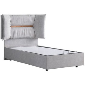 Resim Setaymobilya Baza, Lizbon Tek Kişilik Baza + Başlık Seti, Açık Gri 