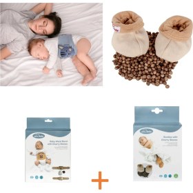 Resim Mommyslab Sevi Gaz Giderici Kiraz Çekirdekli Patik+gaz Giderici Kiraz Çekirdekli Bebek Bel Bandı Set 