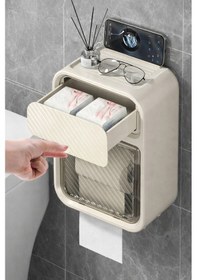 Resim Kapaklı Duvara Monte Banyo Tuvalet Kağıdı Saklama Kutusu Su Ve Toz Geçirmez Beyaz 