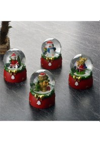 Resim Yılbaşına Özel Kırmızı İçli Kupa & Yılbaşı Kar Küresi & Bardak Altlığı Noel Hediye Seti 
