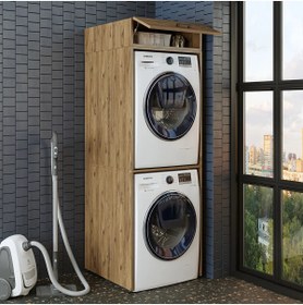 Resim RoomArt Banyo Dolabı 196,2 x 67 cm Çamaşır Ve Kurutma Makinesi Dolabı Atlantik Çam 