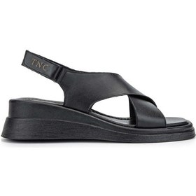 Resim Tamer Tanca Kadın Hakiki Deri Siyah Deri Topuklu Sandalet 878 1118 Bn Sndlt Y24 Sıyah Dr Siyah 